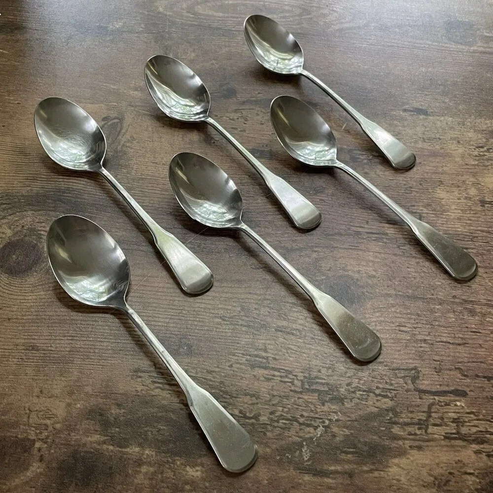 6 Oneida Deluxe Stainless Steel Independence Place Oval Soup Spoon 6 3/4